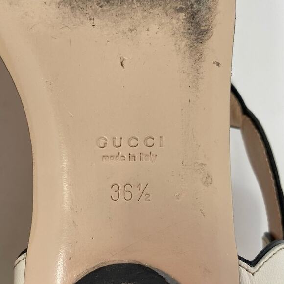GUCCI DOUBLE GG PEARL LEATHER SANDALS SZ 36.5 - Picture 11 of 11